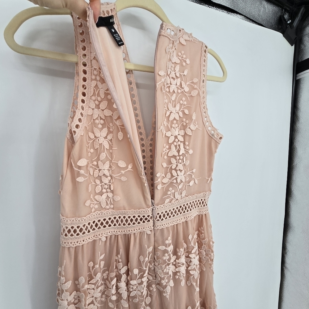 Aqua Womens Blush Embroidered Flounce Maxi Party Night Out Dress Medium - Picture 7 of 13